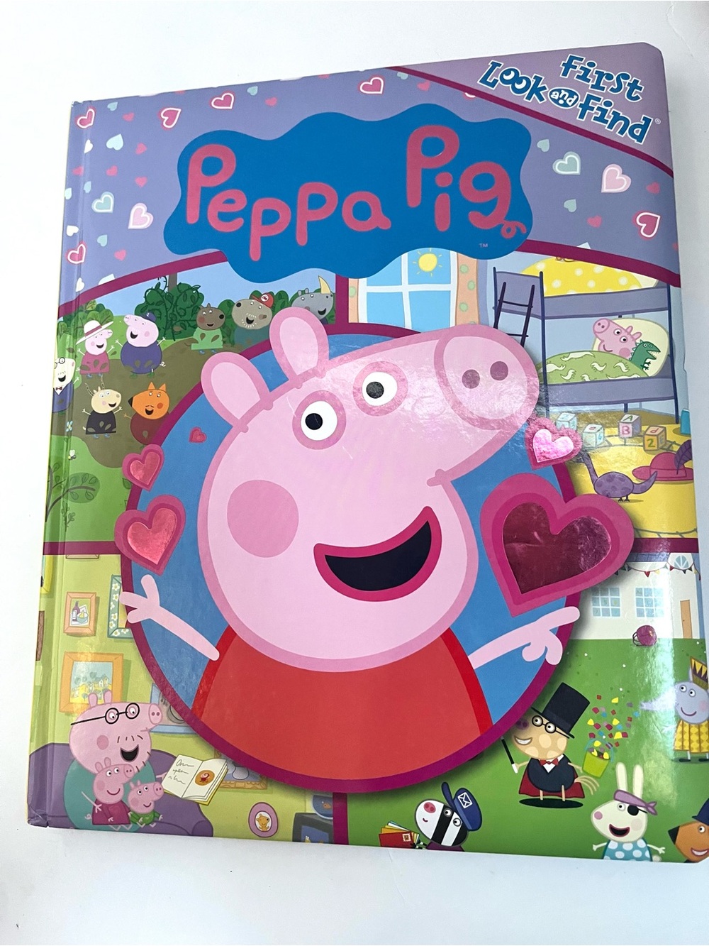 Peppa Pig Look and Find - Heart Cover Board Book - Pink, Purple, Blue